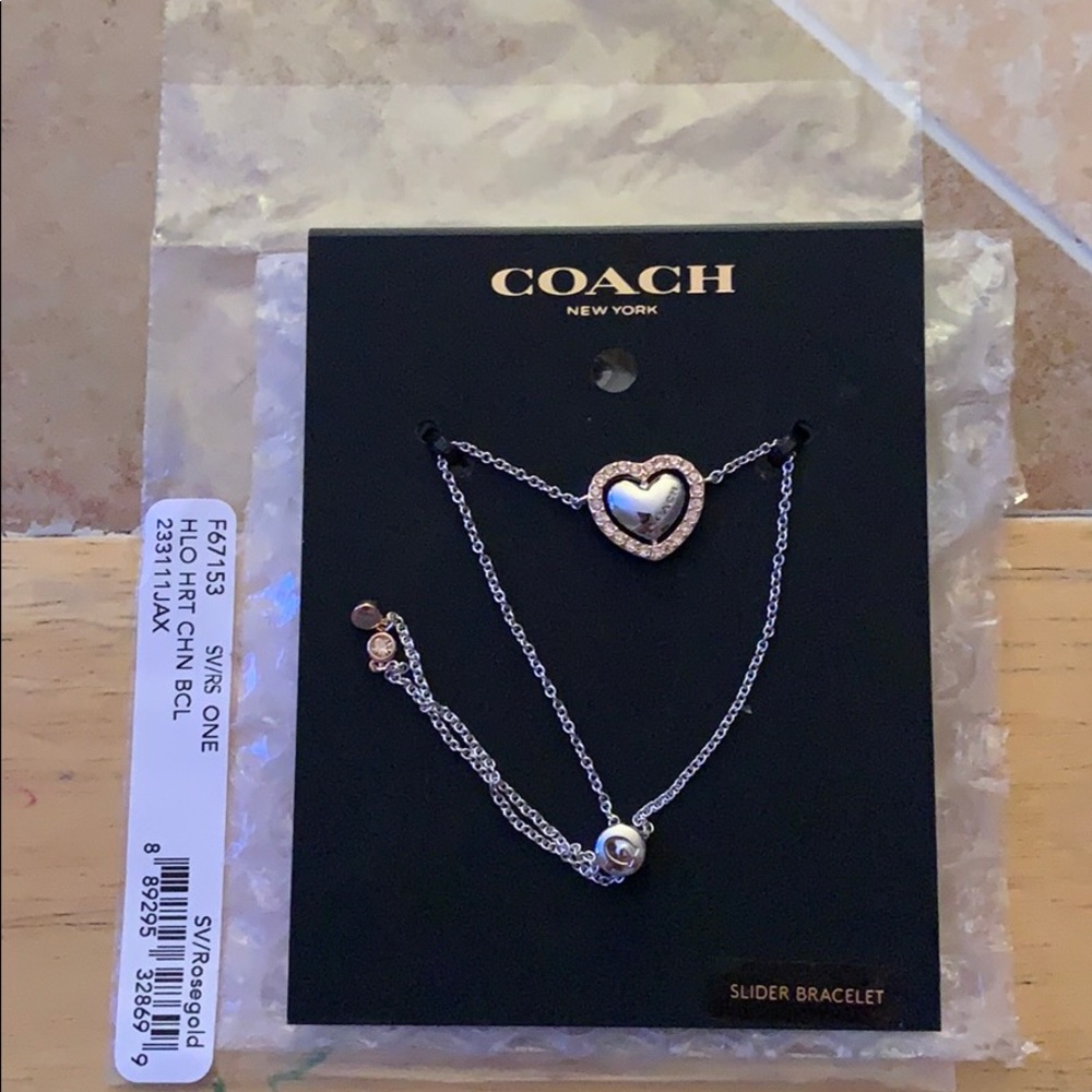 Coach Halo Heart Chain Rose Gold & Silver Bracelet - Picture 3 of 5